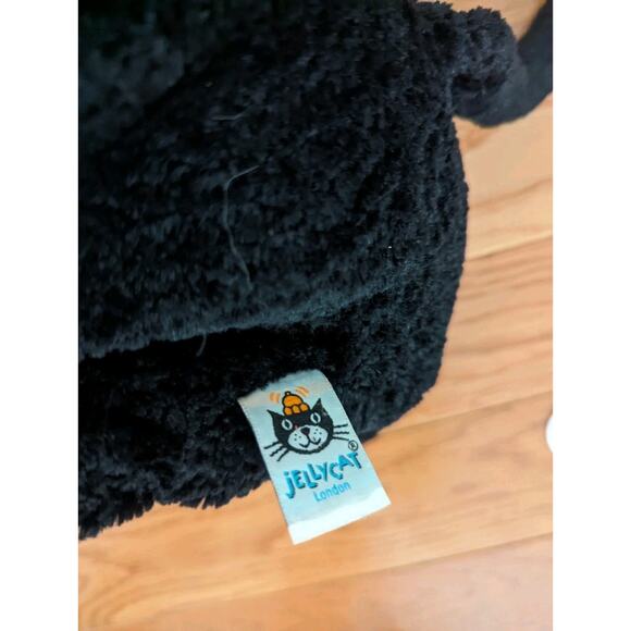 Jellycat Amore Cat Medium Black Textured Plush Kitty Stuffed Animal 11" Preowned - Picture 4 of 4